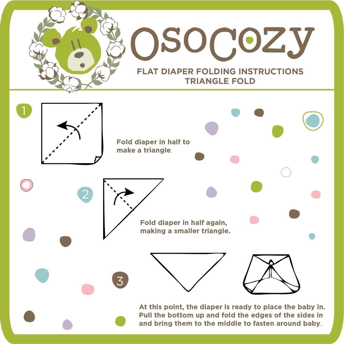 OsoCozy - Organic Flat Cloth Diapers (Dozen) - 27 x 30.5 - One-Layer Nappies Made of Soft, Durable 100% Birdseye Cotton - The Be