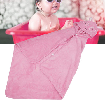 Highly Absorbent Put On/Off Easily Thicken Soft Hooded Baby Bath Washcloths, Kids Bath Towel, for Baby Kids(Pink Bunny)