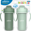 Dr. Browns Milestones Insulated Sippy Cup with Straw and Handles, Spill-Proof Tumbler with Lid, 2-Pack, Green, 10 oz/300 mL, BP