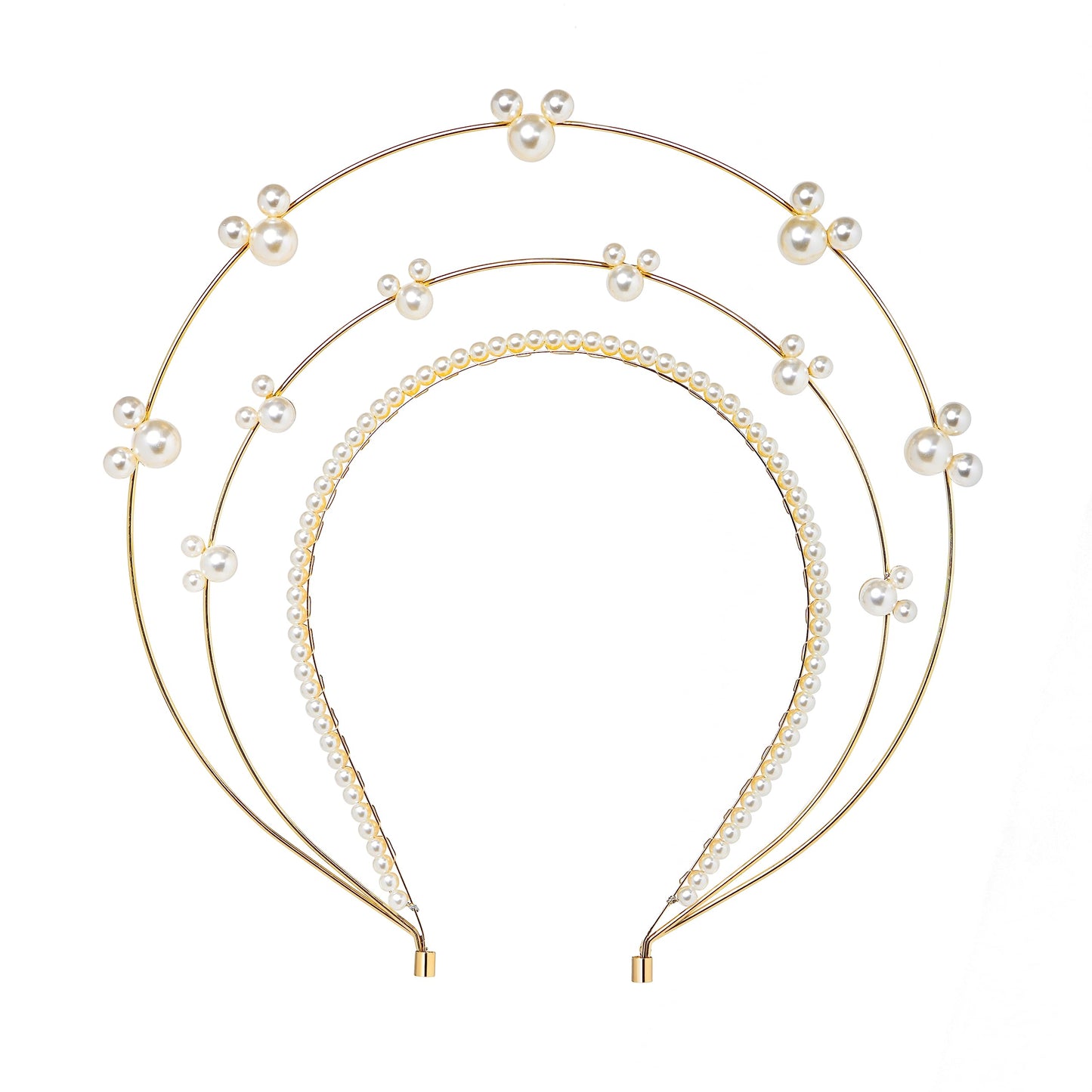 Zivyes Pearl Mouse Ears Headband For Women Gold Goddess Princess Halo Crown Mickey Cosplay Accessories
