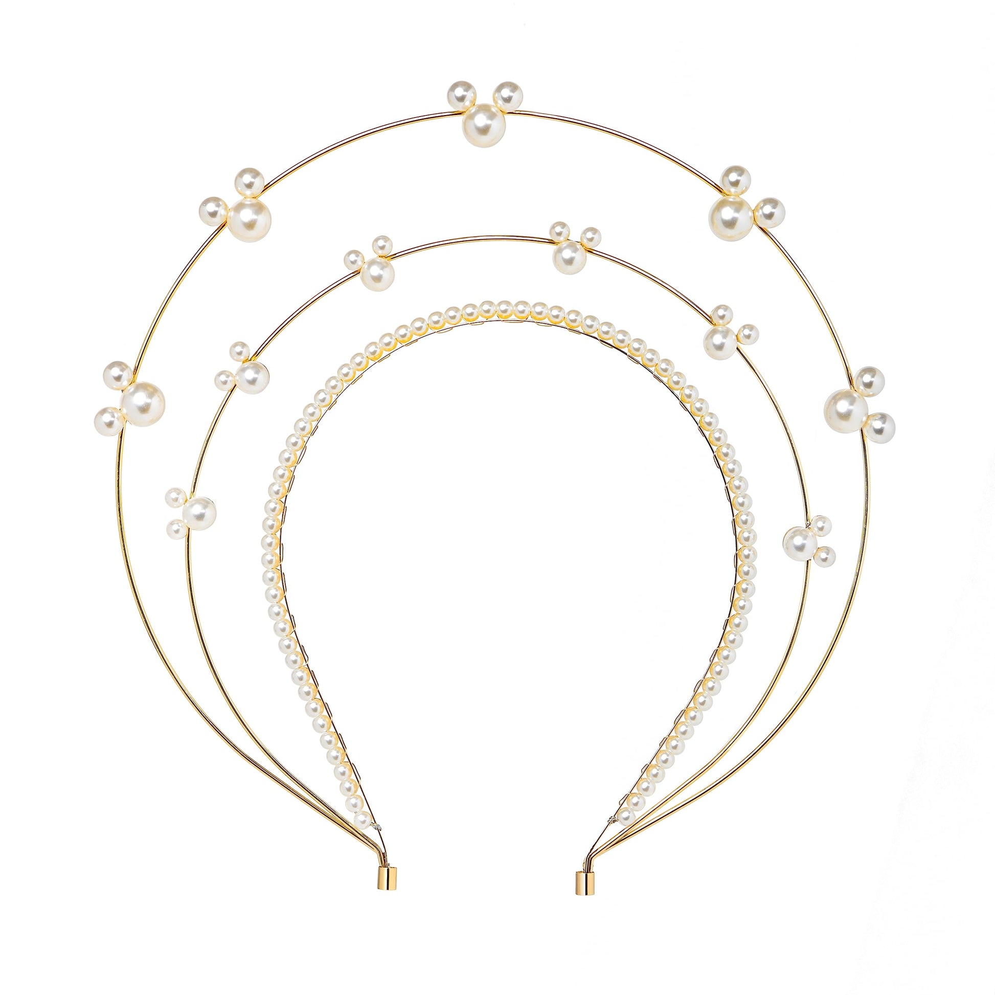 Zivyes Pearl Mouse Ears Headband For Women Gold Goddess Princess Halo Crown Mickey Cosplay Accessories
