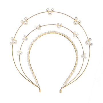 Zivyes Pearl Mouse Ears Headband For Women Gold Goddess Princess Halo Crown Mickey Cosplay Accessories