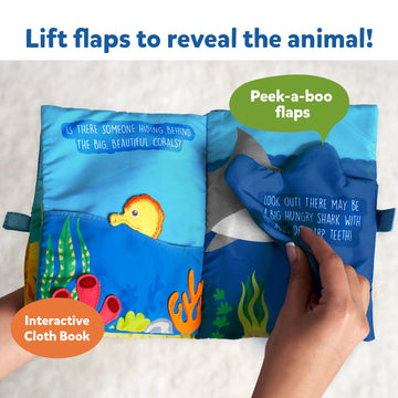 Skillmatics Peek-A-Boo Underwater Animal Book - Soft Cloth Book for Baby, Crinkle Pages for Sensory Play, Toddler Toys, Gifts fo
