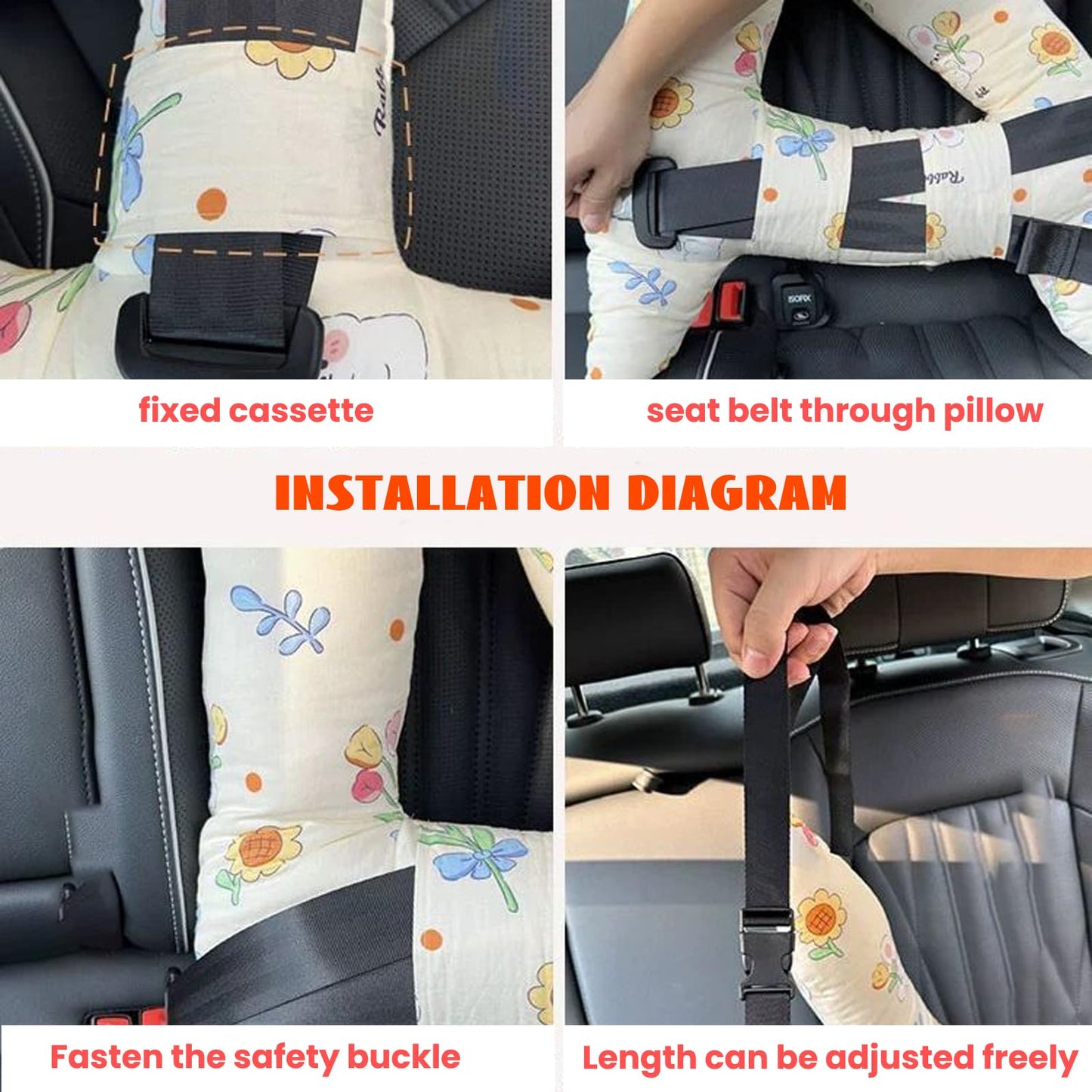 Car Pillow For Kids, H-Shape Car Seat Pillow For Kids, Portable Kids Travel Pillow, Adjustable Kids Neck Pillows For Long Trips