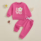 Lagkiyoj Toddler Girl Valentine'S Day Outfits Letter Flower Embroidery Sweatshirt Long Pants 6 12 18 24 Months 2T 3T 4T (Pink Va