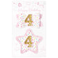 Deeka 4Th Birthday Hair Bow And Badge Set For Girl - Glitter Pink And White Hair Clips For 4 Year Girl Party Decoration - Girls
