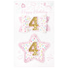 Deeka 4Th Birthday Hair Bow And Badge Set For Girl - Glitter Pink And White Hair Clips For 4 Year Girl Party Decoration - Girls