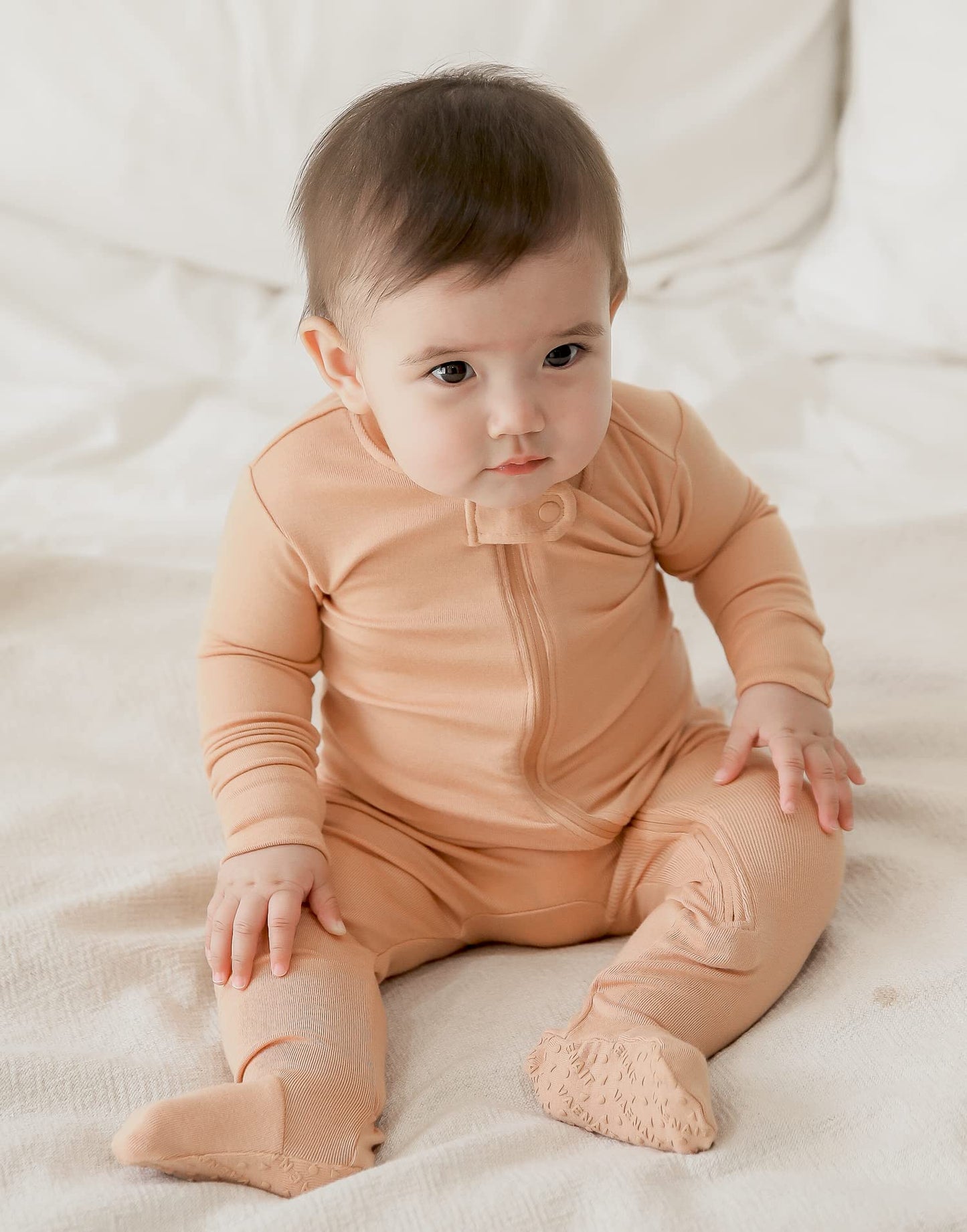 Vaenait Baby Toddler Boys Girls Solid Footie Pajama Cozy Modal Milkorange 3-6M