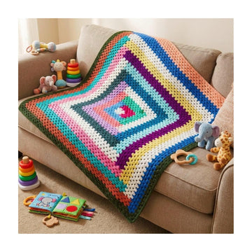 Handmade Crochet Baby Blanket  Multicolor Knitted Blanket for Newborn Babies, Infants & Toddlers  Soft Cozy Crib, Stroller & R