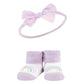 Hudson Baby Baby Girls' Headband And Socks Giftset, Purple Mint Rainbow, One Size