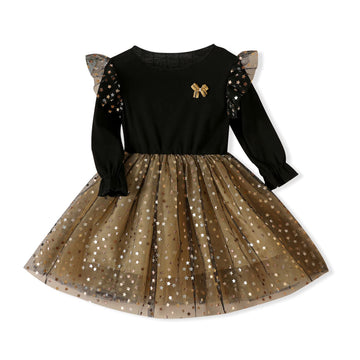 Patpat Baby/Toddler Girl Trendy Stars Mesh Dress