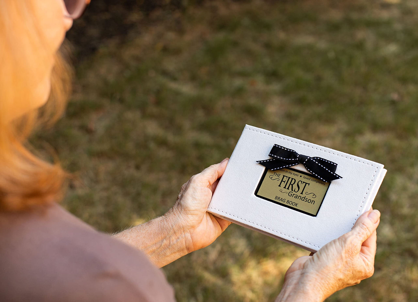 The Grandparent Gift Co. First Grandson Brag Book - Faux Suede Photo Album For New Grandparents