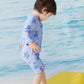 Umelok Baby Girls Swimsuit One Piece Full Zip With Long Sleeve Upf 50+ Sun Protection Sunsuit Purple-Geranium,12M
