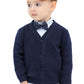 Lilax Baby Boys Basic Long Sleeve V-Neck Classic Knit Cardigan Sweater (Navy, 12-18 Months)