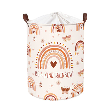 Clastyle 63L Boho Rainbow Laundry Basket For Girl Heart Butterfly Pink Kids Dirty Clothes Nursery Hamper Large Clothes Toys Stor