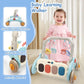 2 In 1 Baby Play Gym With Walker For Newborn, Baby Play Mat Activity Gym With 4 Infant Learning Sensory Tummy Time Mat For Infan