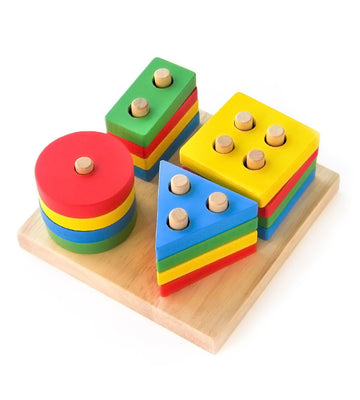 Montessori Puzzles for 1 2 3 Year Old Boys, Girls & Toddlers - Wooden Shape Sorter & Stacking Toys for Toddlers - Puzzles for 1 