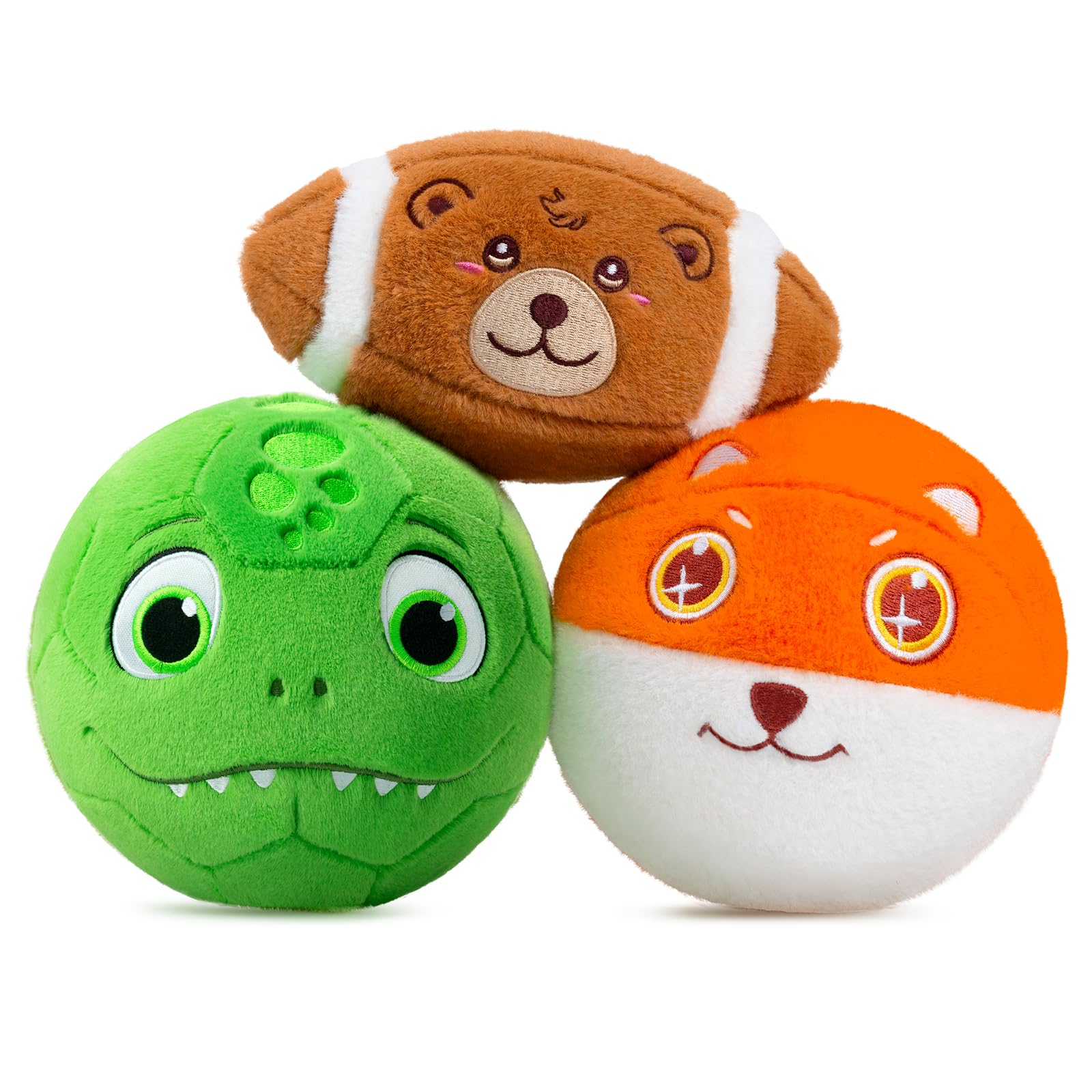VangeBow 3 Pack Soft Sports Balls for Toddlers 1-3, Inflatable Plush Baby Balls Set for Kids 3-5, 5 Inch Soccer Ball & Basketbal
