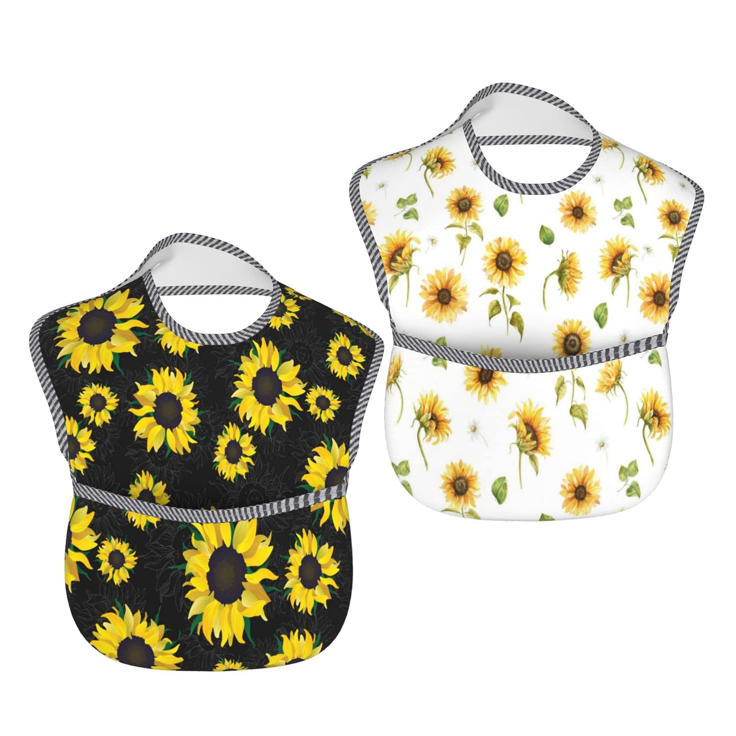 Qwalnely Sunflower Baby Stuff Baby Bibs 2Packs For 6-24 Months Waterproof Washable Fabric (Sunflower)