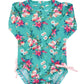 Rufflebutts Baby Girls Upf 50+ Sun Protection Floral Printed Long Sleeve One Piece Rash Guard Swimsuit With Zipper - Fancy Me Fl