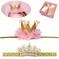 Elesa Miracle Baby Hair Accessories Baby Girl'S Gift Box With Shiny Tiara Crown Headband Set (2Pc- Gold)