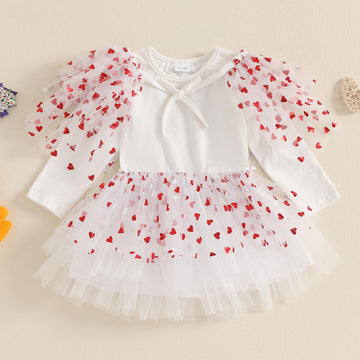 Baby Girl Valentines Outfit Toddler Valentines Day Dress Princess Heart Tulle Tutu Dresses Cute Photoshoot Clothes (Valentines H