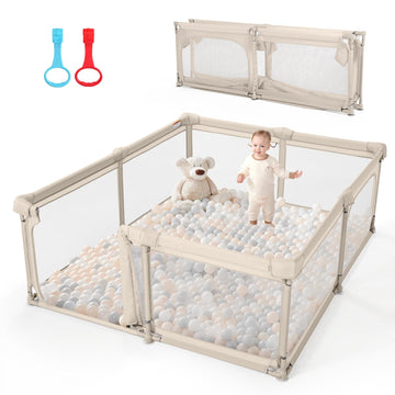 Baby Playpen,79x59 Foldable Playpen for Babies and Toddlers with Gate,Large Play Pen with Zipper Door,Baby Play Pen Play Area(Kh