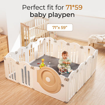 Uniency Baby Play Mat For Floor, 71X59 Thick Foam Soft Padded Playpen Mat With Machine Washable Removable Cover For Babies And T
