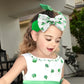 Lanmerry St Patricks Day Bow Baby Girl Hair Bows Clover Headbands Sequins Large Bows Green Hair Accessories Shamrock Headbands F