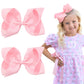 Oaoleer 2Pcs 6Inch Hair Bows Clips, Pink Layered Grosgrain Ribbon Bows Hair Alligator Clips Hair Barrettes For Baby Girls Infant