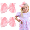 Oaoleer 2Pcs 6Inch Hair Bows Clips, Pink Layered Grosgrain Ribbon Bows Hair Alligator Clips Hair Barrettes For Baby Girls Infant