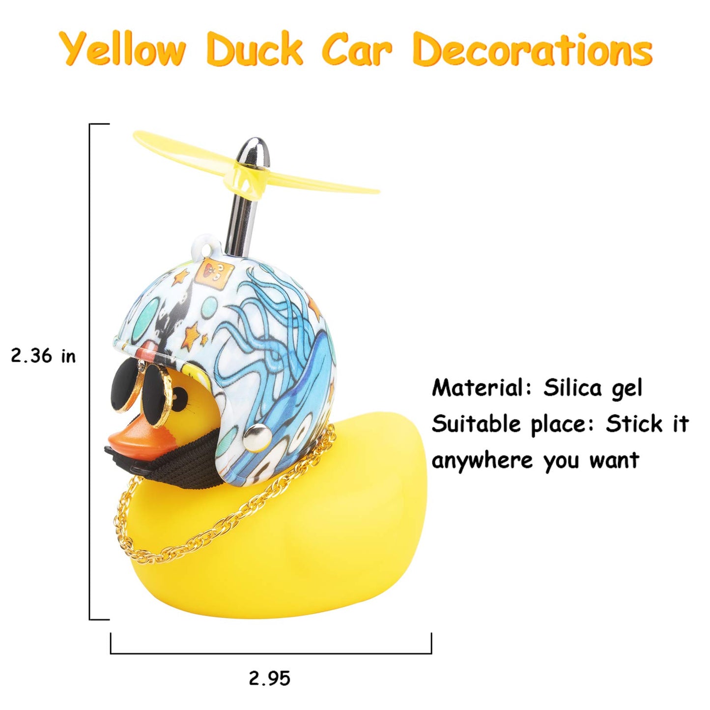 wonuu Rubber Duck Car Decorations Cute Yellow Duck Car Dashboard Ornaments with Propeller (Underwater World)