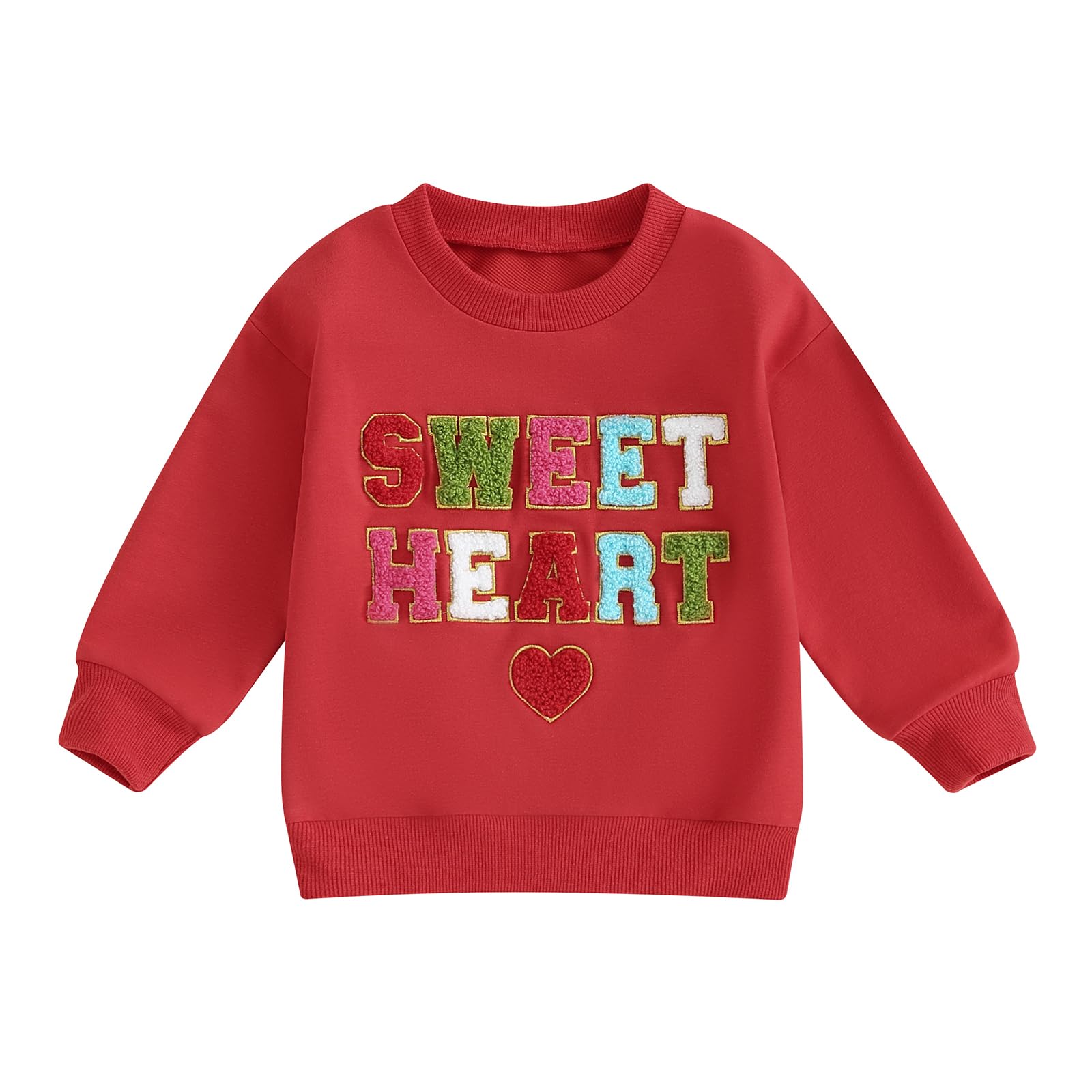 Lucikamy Toddler Baby Girl Boy Valentines Day Outfit Long Sleeve Letter Print Sweatshirt Shirt Infant Spring Clothes (Red, 12-18