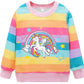 Akyzic Toddler Girls Sweatshirt Unicorn Pullover Winter Crewneck Long Sleeve Shirts Cute Striped Tops Kids Rainbow Unicorn Sweat