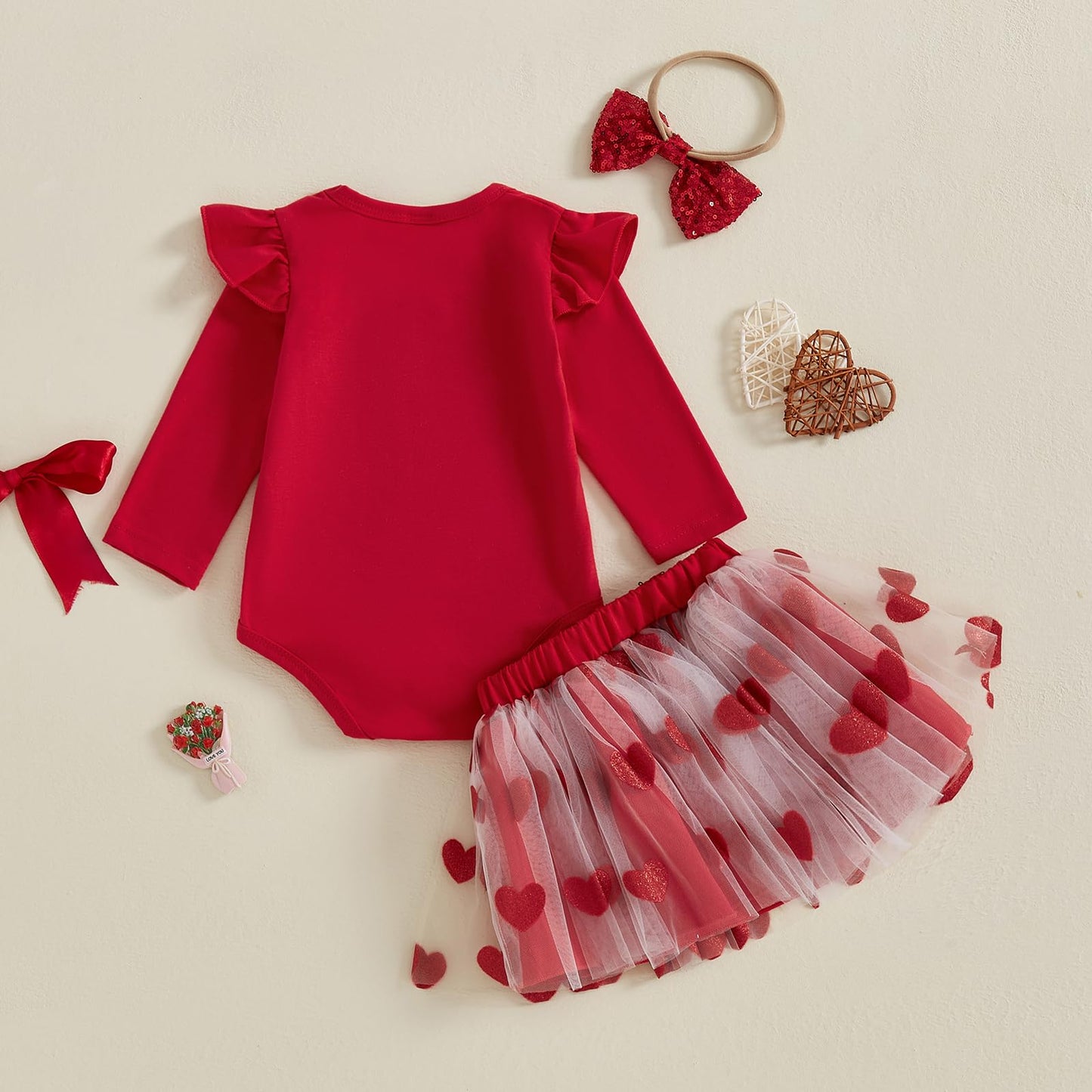 Yingisfitm Baby Girl Valentines Outfit Daddy'S Little Valentines Newborn Onesie Romper Tulle Skirts Tutu Dress Spring Clothes (D