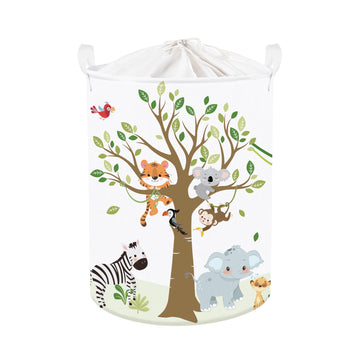 Clastyle 45L Tropical Animal Elephant Kid Laundry Hamper For Boy Girl Collapsible Tiger Clothes Toy Storage Basket With Lid For