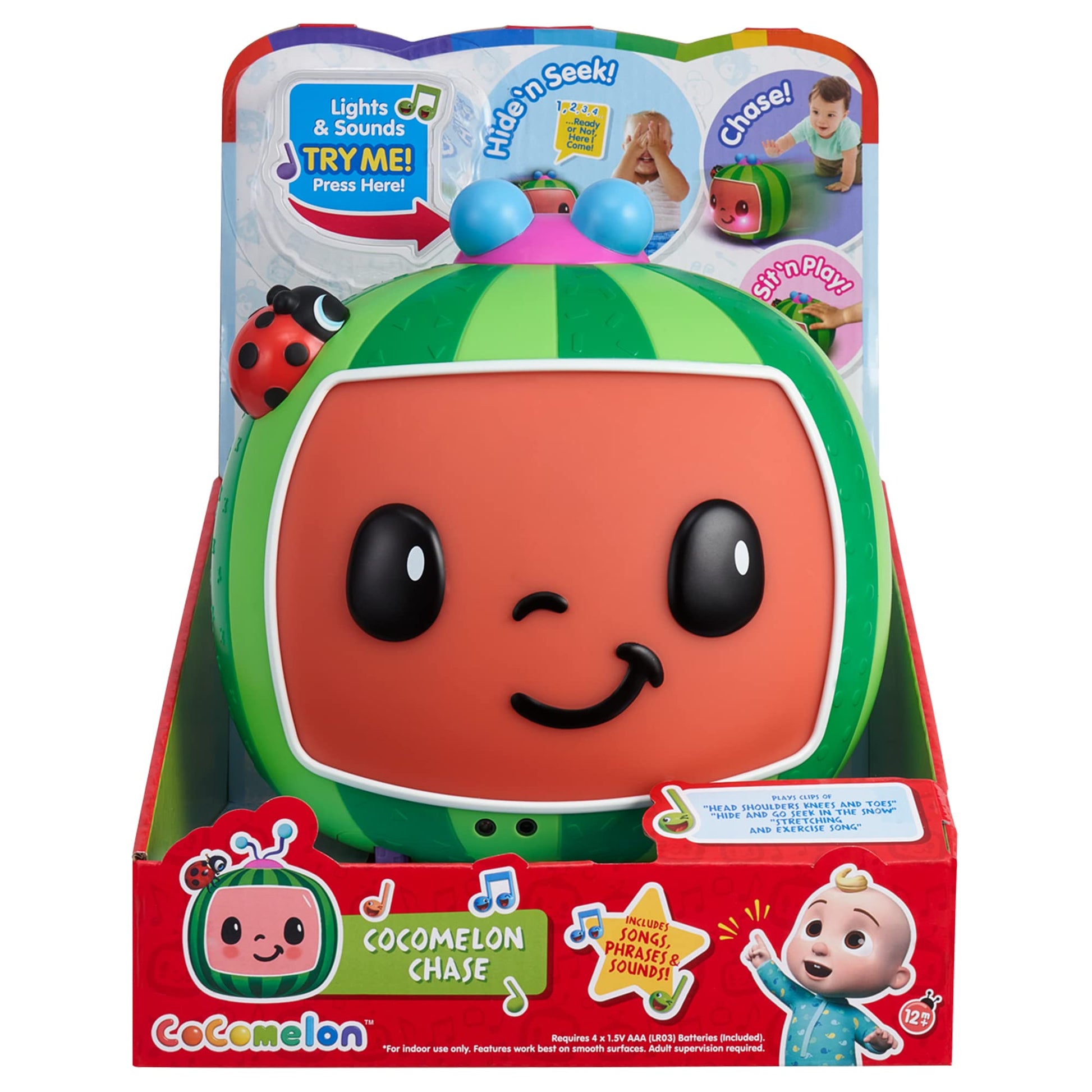 CoComelon Chase - 3 Ways to Play: Chase, Hide N Seek, Sit N Play - Sensory Play Activities - Plays Clips of Songs, Heads Shoulde