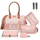 printe Large Diaper Bag Tote with Changing Pad, 2 Organized Pouches, Mom's Bag for Hospital with Pacifier Case, Straps, Stroller