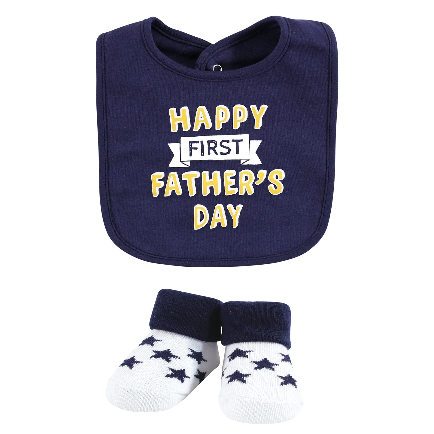 Hudson Baby Unisex Baby Cotton Bib And Sock Set, Boy Mothers Fathers Day, One Size