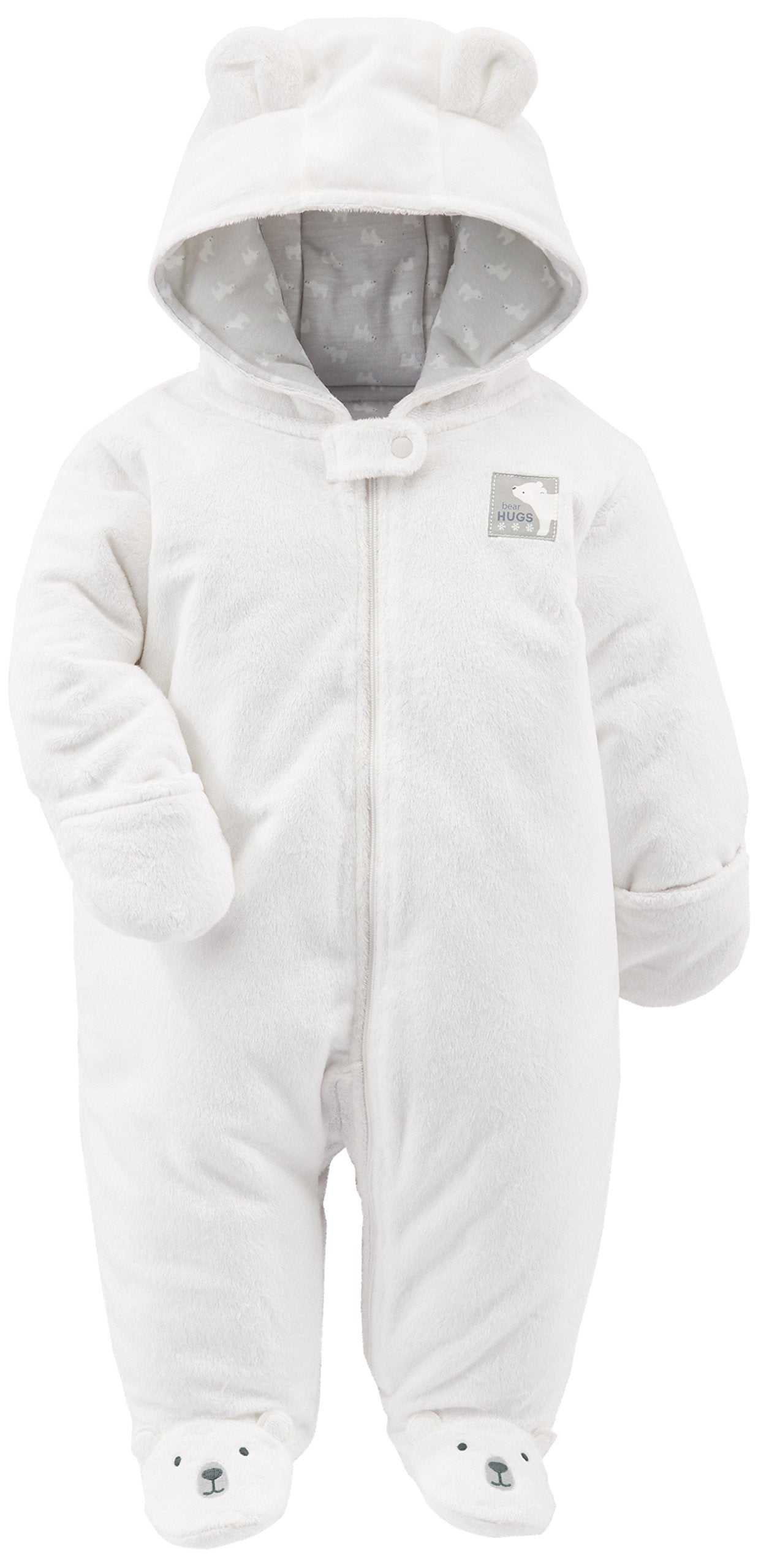 Simple Joys By Carter'S Baby Girls' Fleece Footed Jumpsuit Pram, Ivory, 3-6 Months