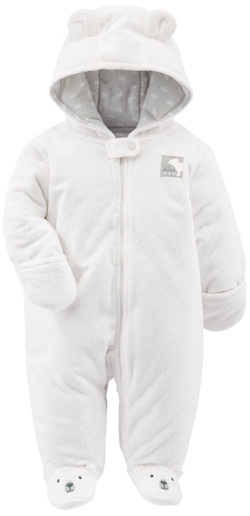 Simple Joys By Carter'S Baby Girls' Fleece Footed Jumpsuit Pram, Ivory, 3-6 Months
