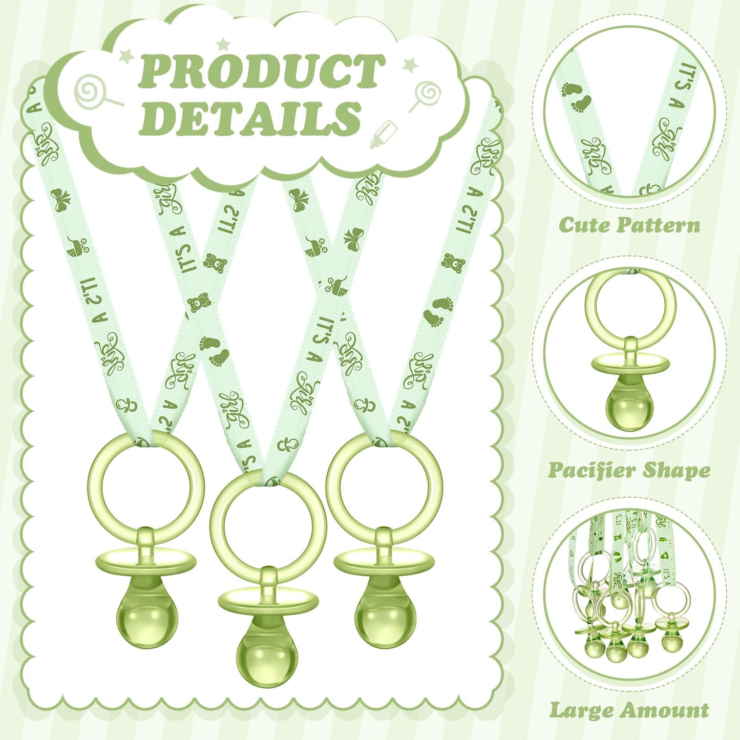 Geiserailie 36 Pcs Baby Shower Pacifiers Necklace Acrylic Pacifiers Necklace Charm Party Favors For Girls Boys Baby Shower Party
