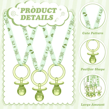 Geiserailie 36 Pcs Baby Shower Pacifiers Necklace Acrylic Pacifiers Necklace Charm Party Favors For Girls Boys Baby Shower Party