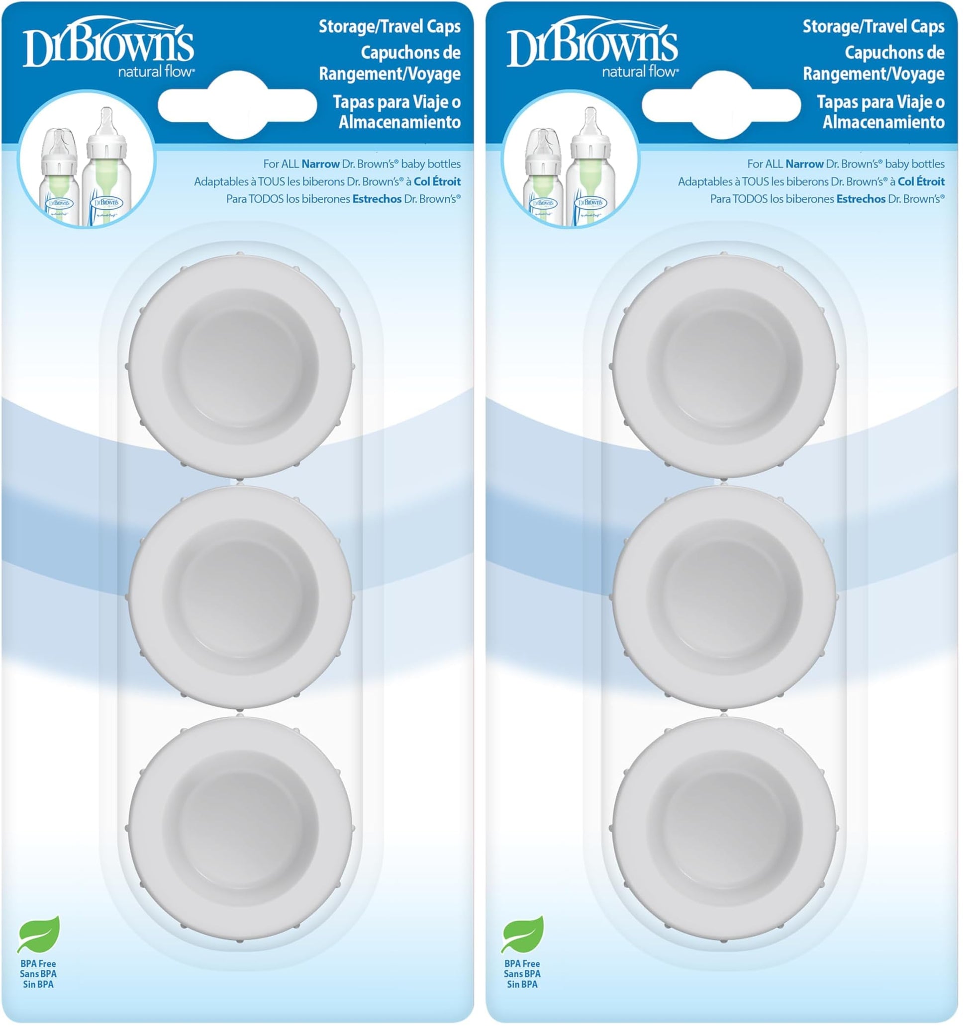 Dr. Browns Replacement Travel Caps for Dr. Browns Original, Options, and Options+ Baby Bottles, 3 Count (Pack of 2)