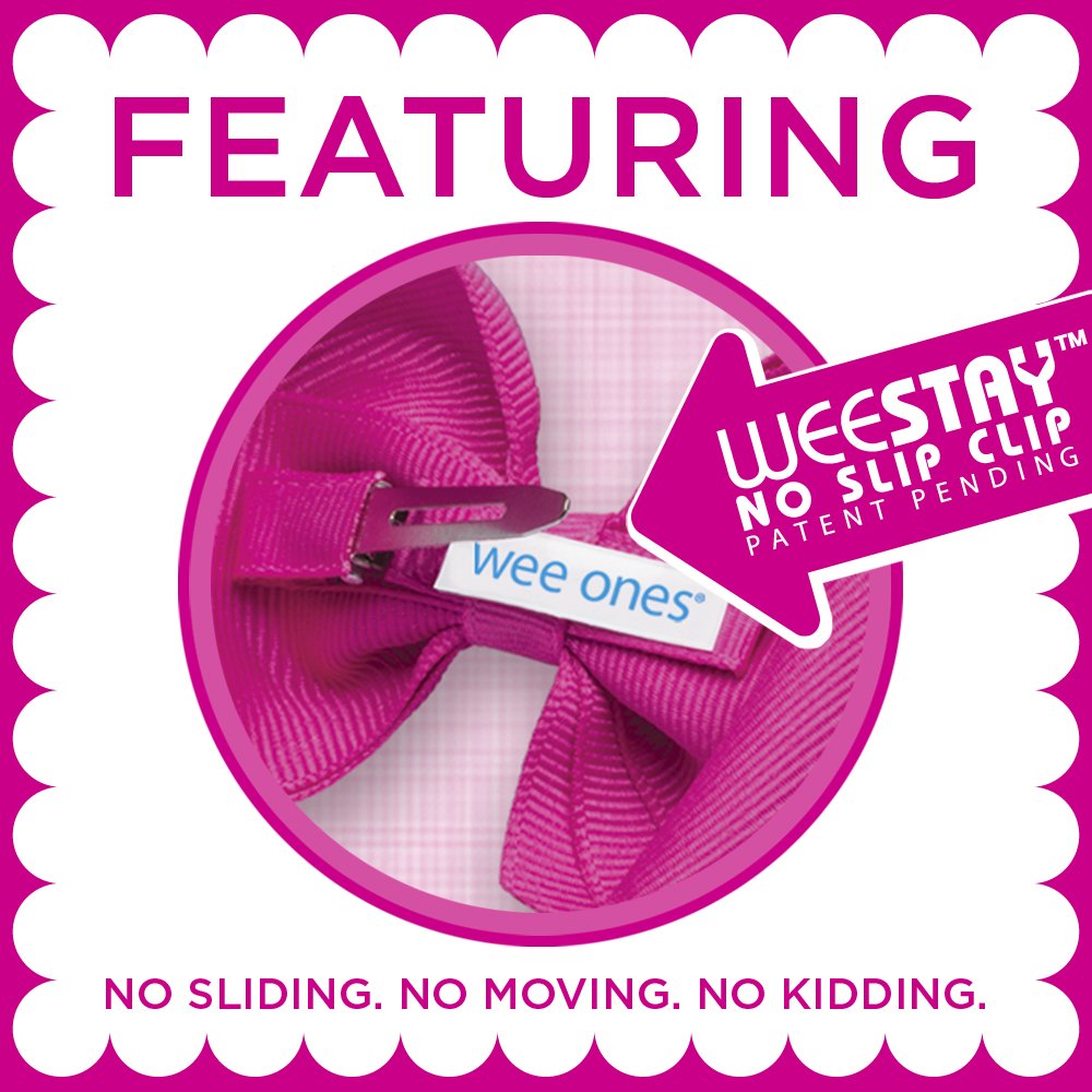Wee Ones Girls' Classic Grosgrain Hair Bow With Plain Wrap Center On A Weestay Hair Clip, Handmade, Tiny Sized Bow, Hot Pink