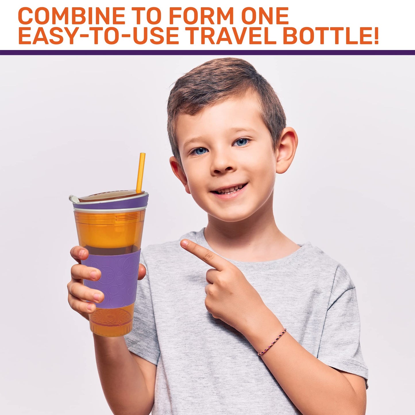 Exultimate 2 In 1 Snack Drink Cup Kids Spill Proof Tumbler Plastic Straw Lid Locks 16 Oz