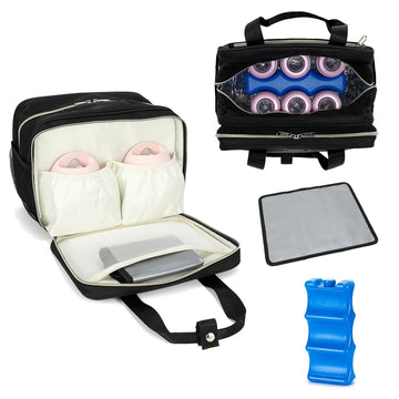 GEMIU Breastmilk Cooler Bag with Ice Pack,Fits 6 Baby Bottles Up to 9 Ounce Breast Milk Cooler Travel Bag Compatible with Wearab