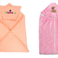 CTMKIDS Baby Wrap with Cap for Kids 74x74 cm  Peach & Single Hooded Baby Sleeping Zipper Bag for Kids 65x36 cm