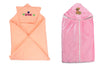 CTMKIDS Baby Wrap with Cap for Kids 74x74 cm  Peach & Single Hooded Baby Sleeping Zipper Bag for Kids 65x36 cm