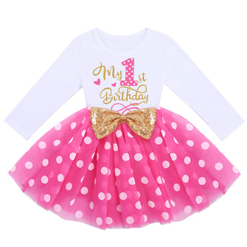 Winter Birthday Outfit Girl My First Birthday Mini Dress Cake Smash Outfit Baby Tulle Tutu Skirt Autumn Long Sleeve Mouse 1St Bi
